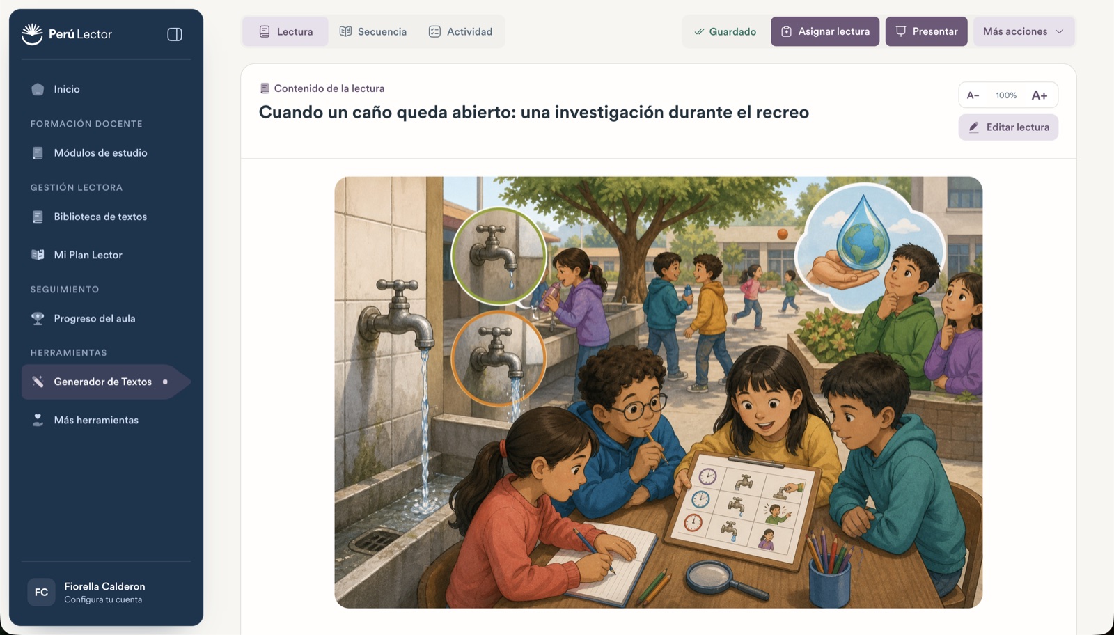 Vista de Generador de textos en Perú Lector.